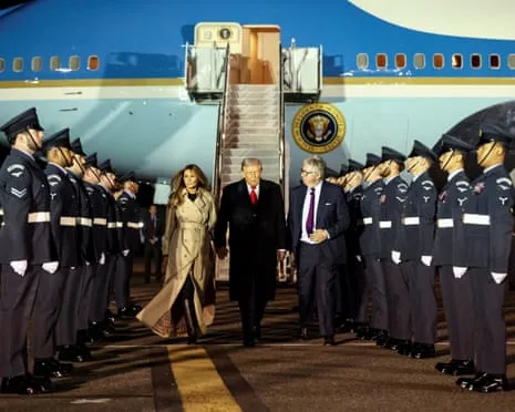 Donald Trump Touches Down in UK for Second State Visit As Protests Gather in Windsor